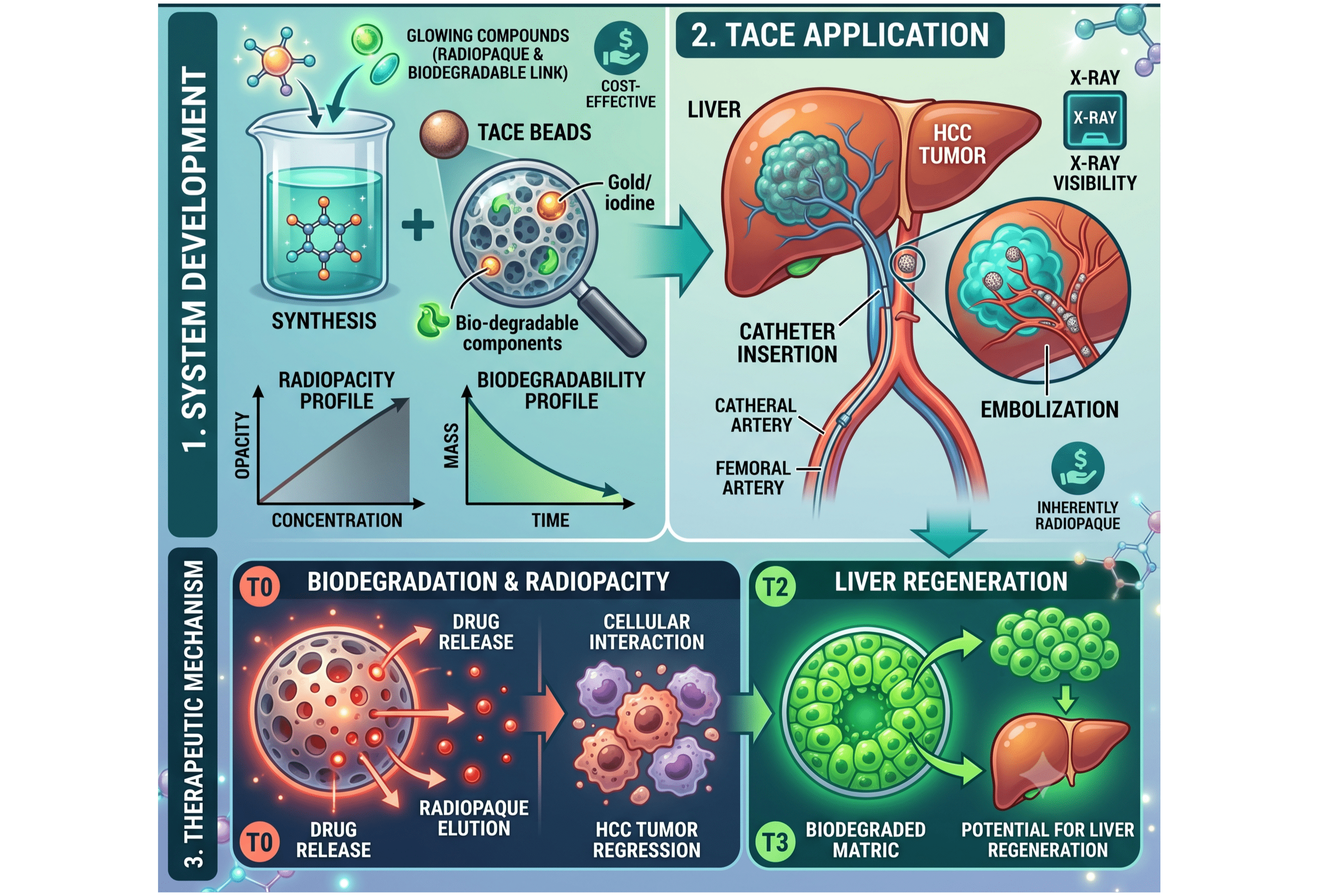 Development of an inherently radiopaque, biodegradable and cost-effective TACE system with liver regeneration potential for the treatment of Hepatocellular carcinoma