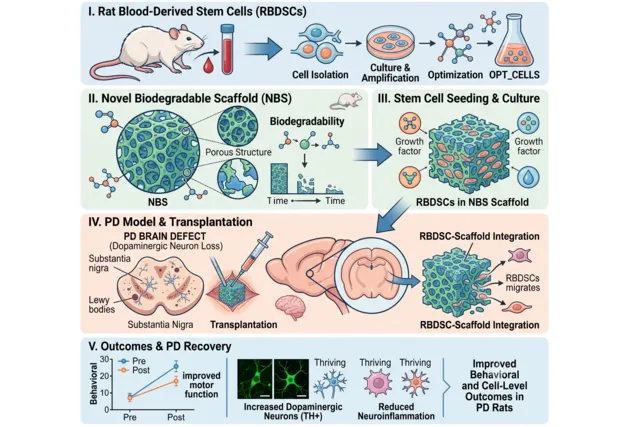 Optimization and Transplantation of Rat Blood-Derived Stem Cells Using a Novel Biodegradable Scaffold for Treating Parkinsons Disease (PD)