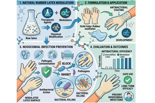 Development of antibacterial formulations for preventing nosocomial infections from therapeutically modulated natural rubber latex formulations