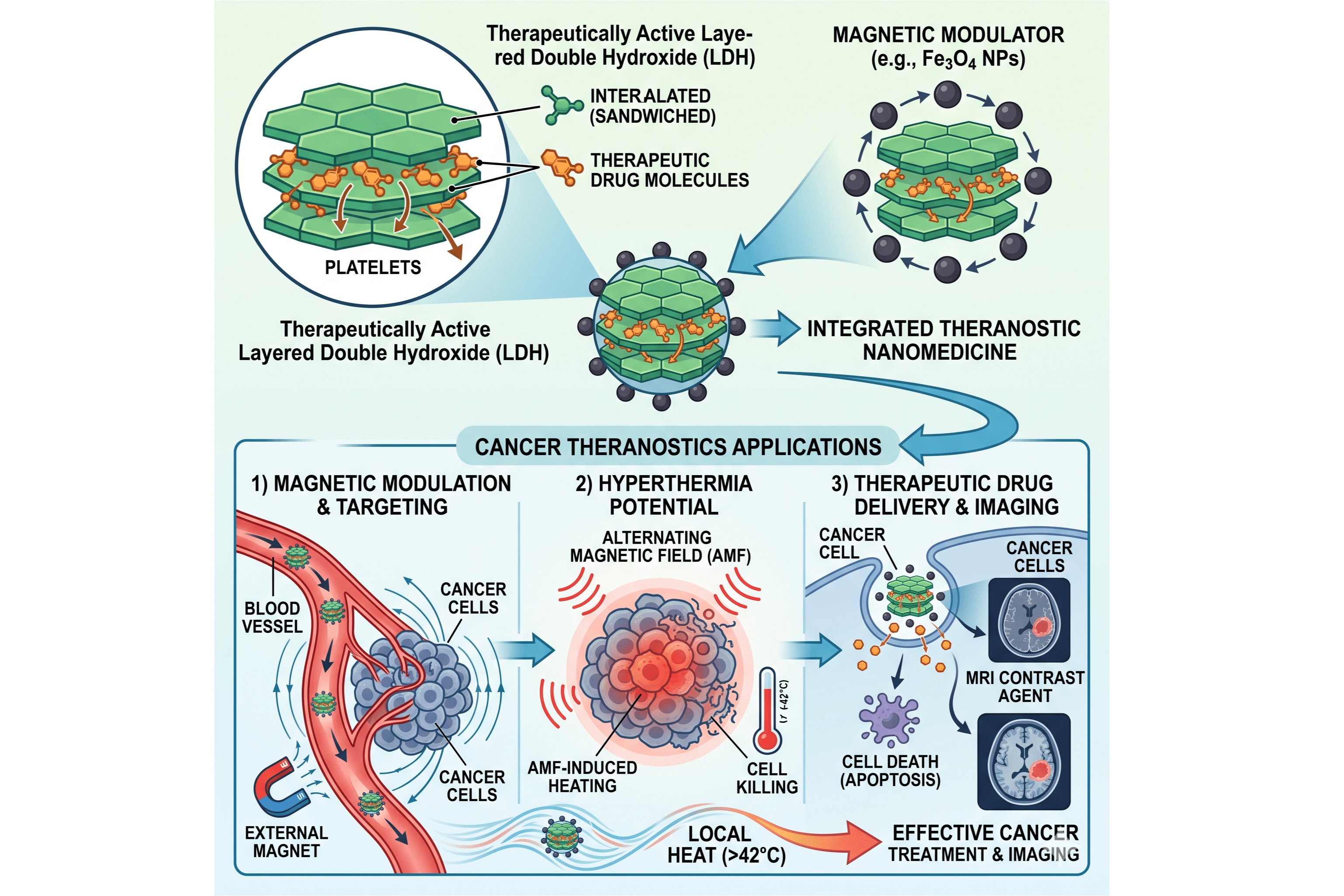 Development of Magnetically modulated therapeutically active layered double hydroxide as a nanomedicine with hyperthermia potential for cancer theranostics